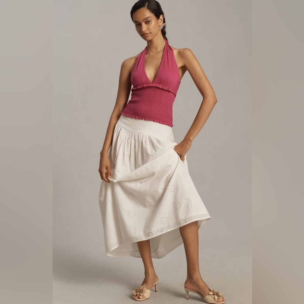 NWT! Anthropologie Raspberry The Danika Smocked Halter Tank - Size XL 💎 - Picture 2 of 7